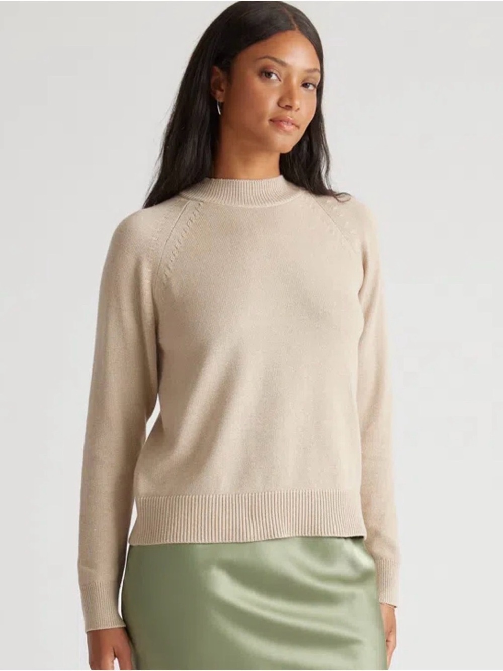 Quince Women's Mock Neck Sweater In Cement Marl Size Medium